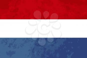 True proportions Netherlands flag with grunge texture