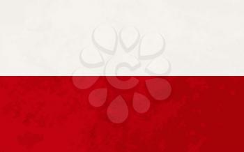 True proportions Poland flag with grunge texture