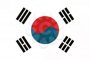 True proportions South Korea flag with grunge texture