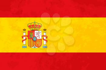 True proportions Spain flag with grunge texture