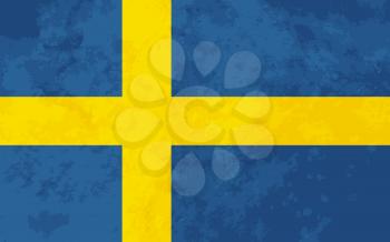 True proportions Sweden flag with grunge texture
