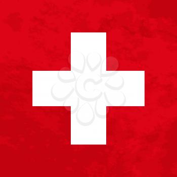 True proportions Switzerland flag with grunge texture