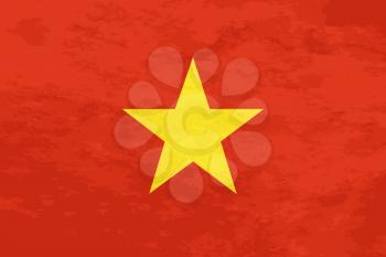 True proportions Vietnam flag with grunge texture