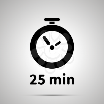 Twenty five minutes timer simple black icon with shadow