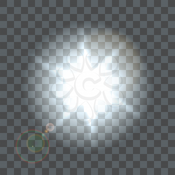 Vector lens flare beam on transparent background