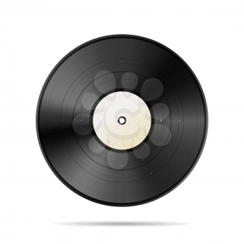 Vintage black vinyl disc template isolated on white