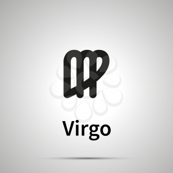 Virgo astronomical sign, simple black icon with shadow