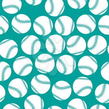 A lot of white baseball icons on green background seamless pattern