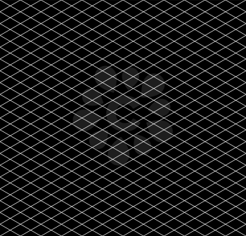White colour isometric grid on black, seamless pattern