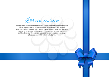White gift card with blue bow and ribbon