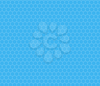 White hexagon grid on cyan background, seamless pattern