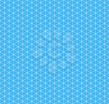 White isometric grid with vertical guideline on cyan background, seamless pattern