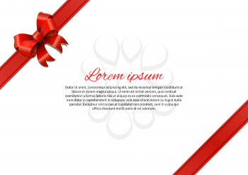 White postcard with red bow and text template