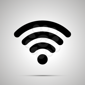 WIFI signal silhouette, simple black icon with shadow