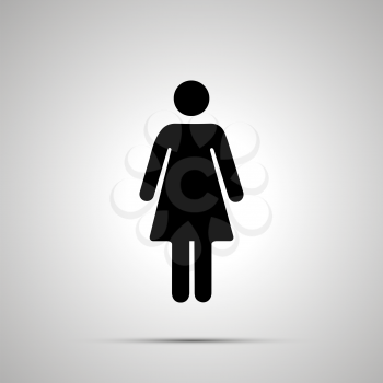 Woman silhouette, simple black human icon with shadow