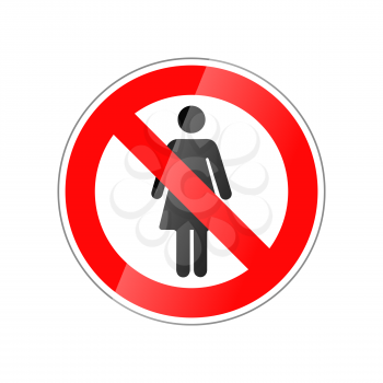 Women not allowed, forbidden red glossy sign isolated on white