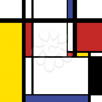 Abstract modern painting in mondrian style, square illustration