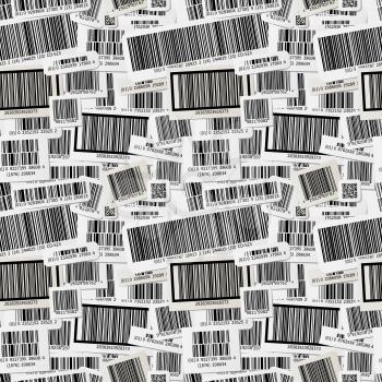 A lot of different realistic barcode, seamless pattern