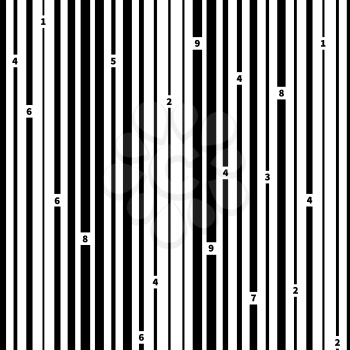 Black and white barcode on white, seamless pattern