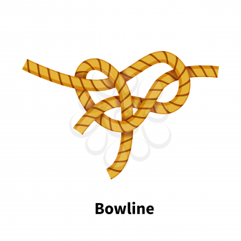 Bowline knot. Bright colorful how-to guide isolated on white
