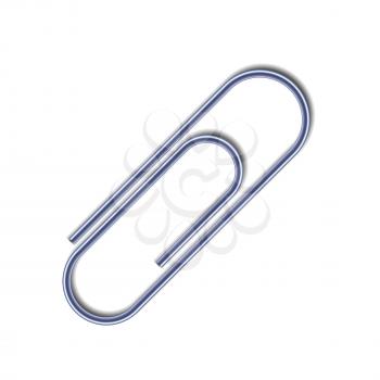 Bright glossy realistic paper clip with shadow isolated on white