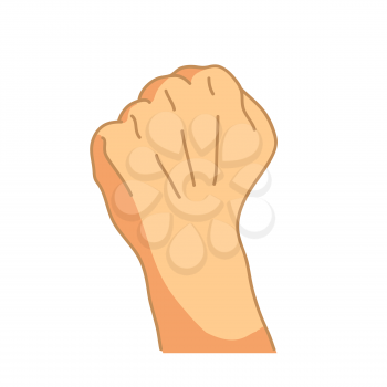 Cartoon hand in fist gesture isolated on white