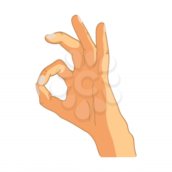 Cartoon hand in OK gesture isolated on white