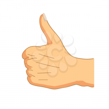Cartoon hand in thumbs-up gesture isolated on white