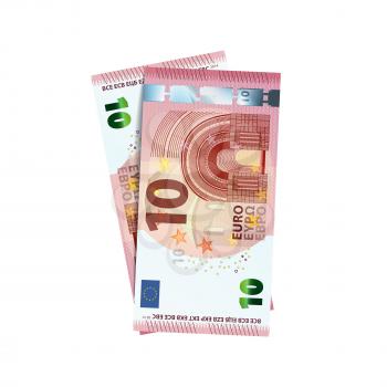 Couple of 10 euro banknotes isolated on white