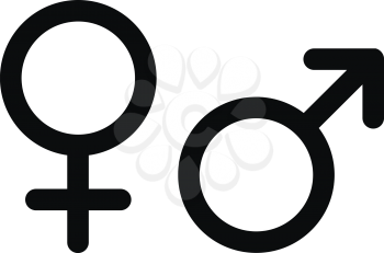 Men and women pictograms. Mars and Venus icons on white