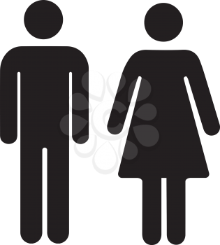 Men and women silhouette, black simple icons isolated on white