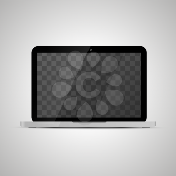 Mock up of realistic glossy laptop with transparent place for screen on light background