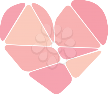 Complicated pink heart symbol made up of abstract forms isolated on white