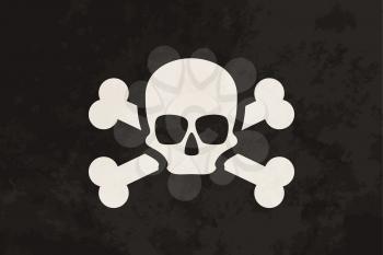 Pirate flag with skull and crossbones on grunge texture