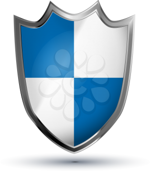 Protection shield glossy vector icon isolated on white background