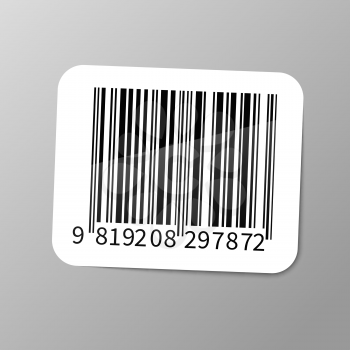 Realistic barcode sticker with shadow on gray