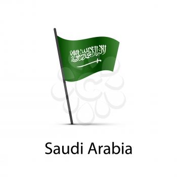 Saudi Arabia flag on pole, infographic element isolated on white