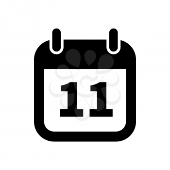 Simple black calendar icon with 11 date on white