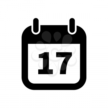 Simple black calendar icon with 17 date on white