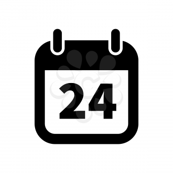 Simple black calendar icon with 24 date on white