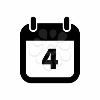 Simple black calendar icon with 4 date on white