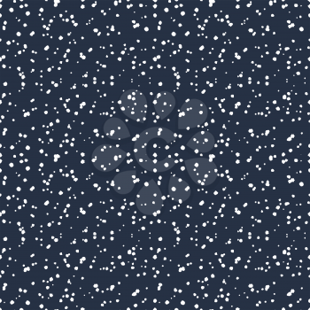 Snowfall on deep blue night sky, seamless pattern