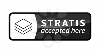 Stratis accepted here, black glossy badge isolated on white