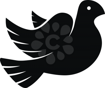 Stylized pigeon of peace black icon isolated on white