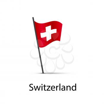 Switzerland flag on pole, infographic element isolated on white