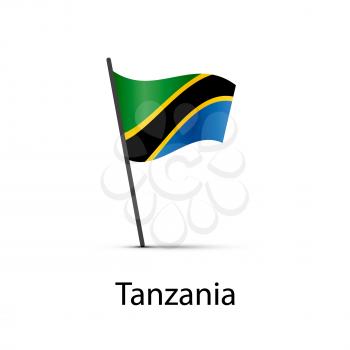 Tanzania flag on pole, infographic element isolated on white