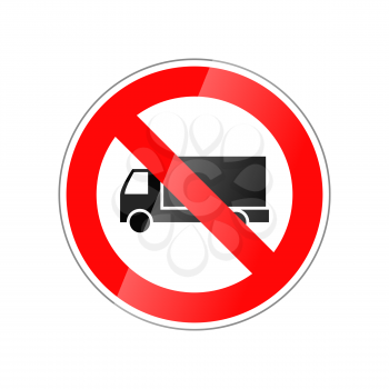 Trucks not allowed, forbidden red glossy sign isolated on white