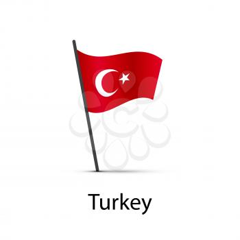 Turkey flag on pole, infographic element isolated on white