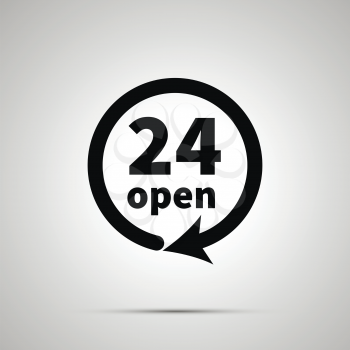 24 open sign, simple black icon with shadow