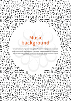 A4 size background with music signs and text template